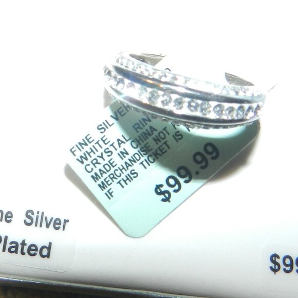 Engagement Ring Fine Silver Plated Triple White Paved Crystal's RingNEW 🆕📦🏃🚚 - Picture 9 of 15